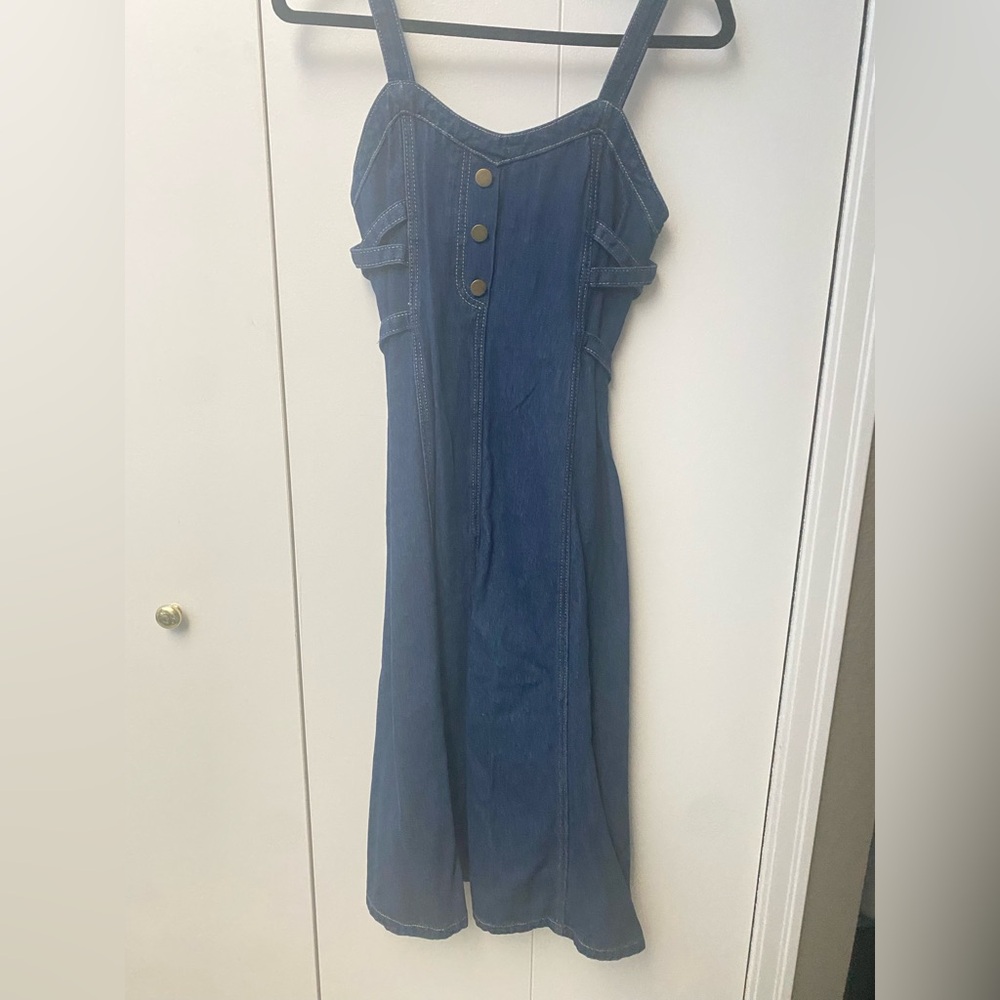 Denim Midi Dress in Deep Blue
